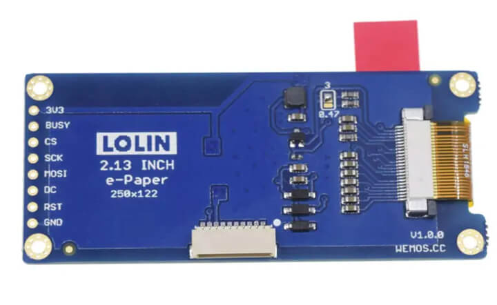 Lolin 2.13英寸、三色E-Ink显示屏PCB