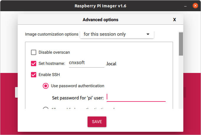 Raspberry Pi Imager 1.6版本（镜像版）界面