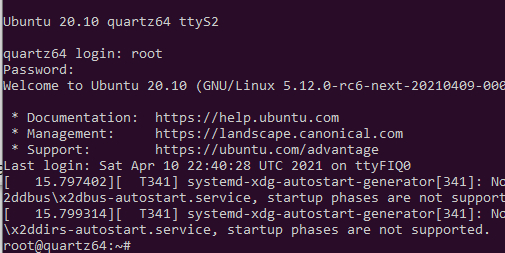 Ubuntu20.04正在Quartz64上使用主线Linux