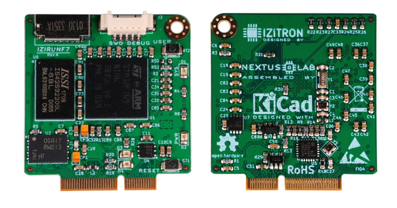 搭载STM32F7 Cortex-M7微控制器的IZIRUNF7开发板