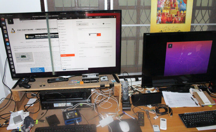 装有ubuntu的ODYSSEY-X86J4105 SBC连接双显示器