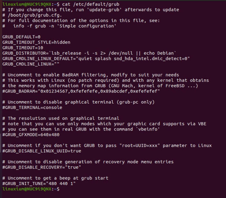 英特尔NUC9在Ubuntu上的配置信息