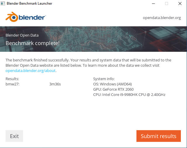 超频NUC9i9QNX blender bmw benchmark