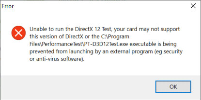 Passmark DirectX12 Failure