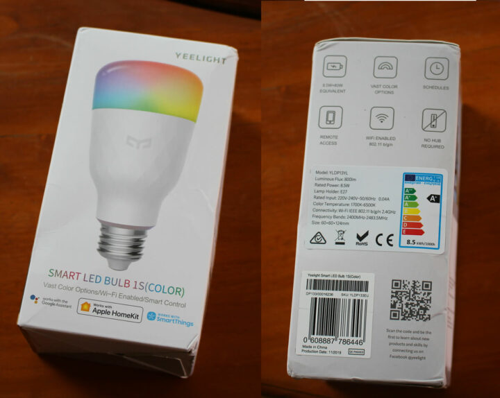 Yeelight LED 1S（彩色）灯泡 的包装盒