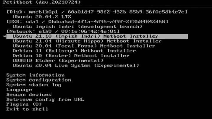 ODROID N2+ 上Ubuntu 21.10从Petitboot启动