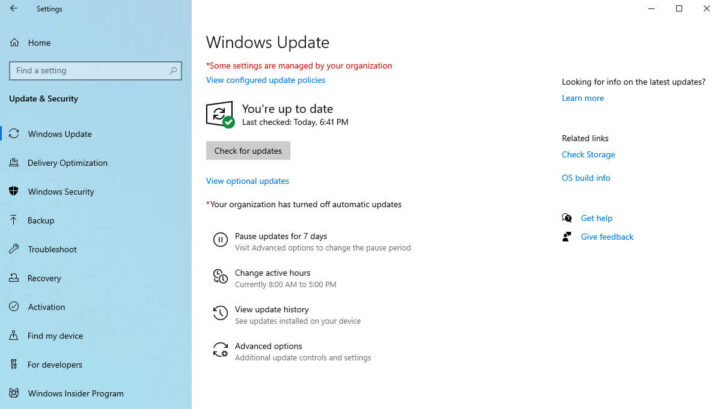 Windows更新“某些设置由您的组织管理”