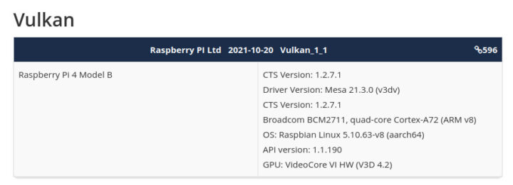 支持Vulkan 1.1的树莓派 4