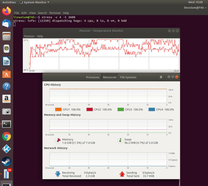 Ubuntu 压力测试期间CPU温度