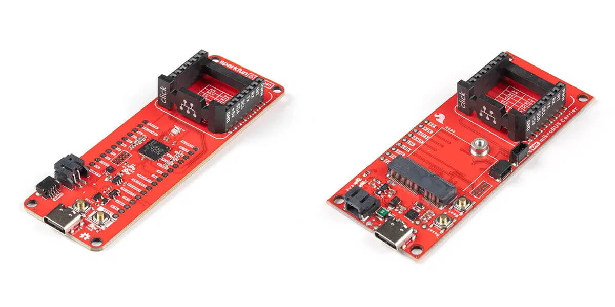 RP2040 mikroBUS开发板（左）、MicroMod mikroBUS 载板（右）