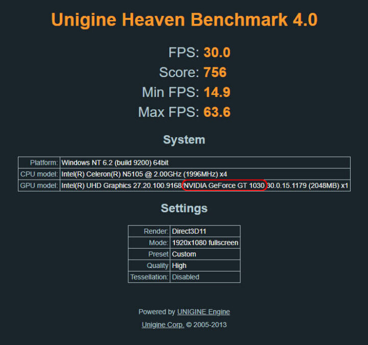 Unigine Heaven Benchmark 4.0的测试结果
