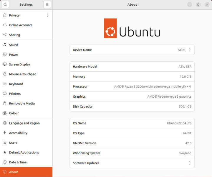 Beelink SER3 ubuntu 22.04 信息
