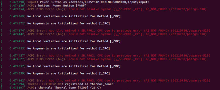 SEi8 ubuntu dmesg ACPI 错误：SB.PR00._CPC